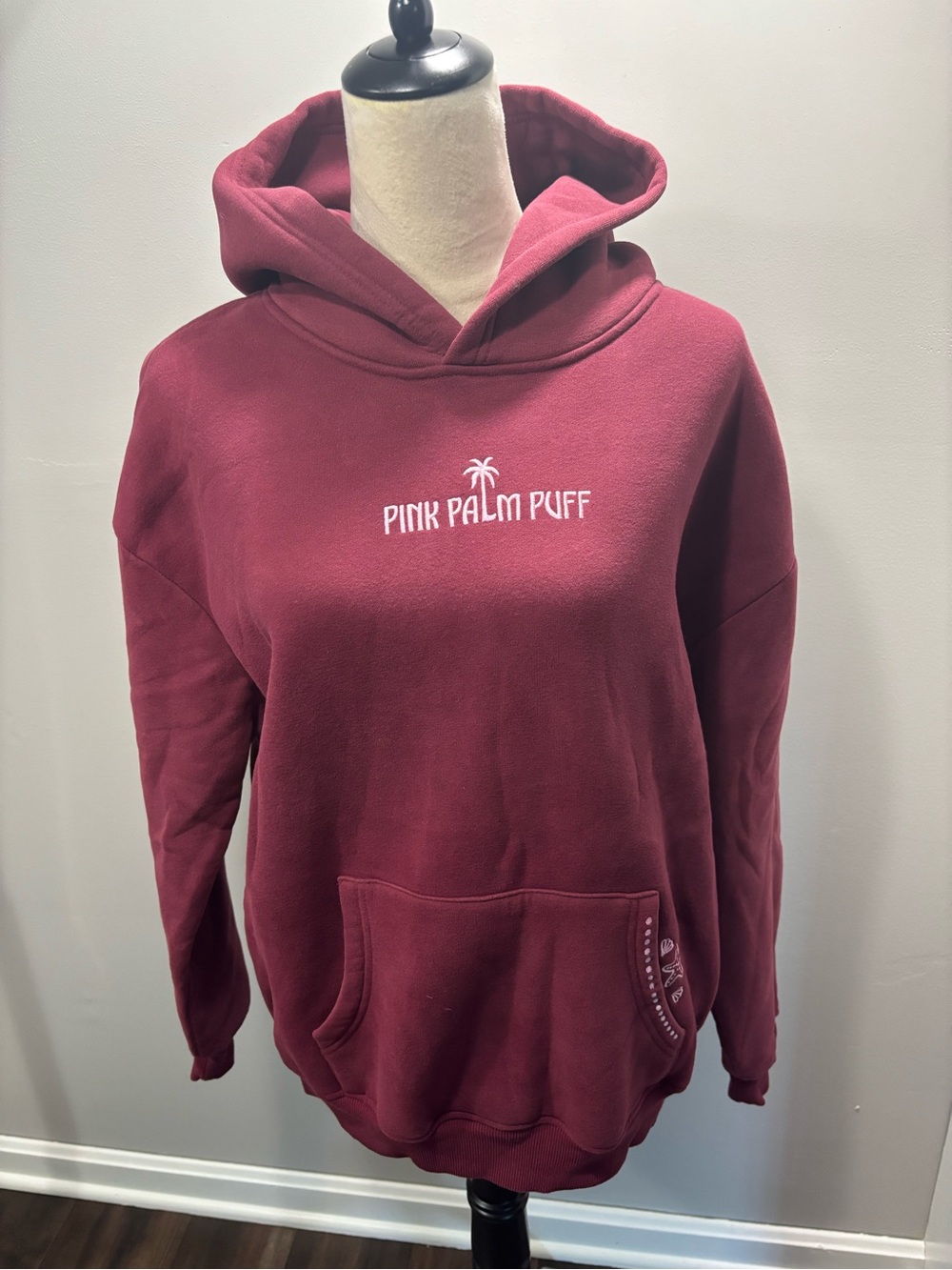PINK PALM PUFF Women's Maroon Hoodie